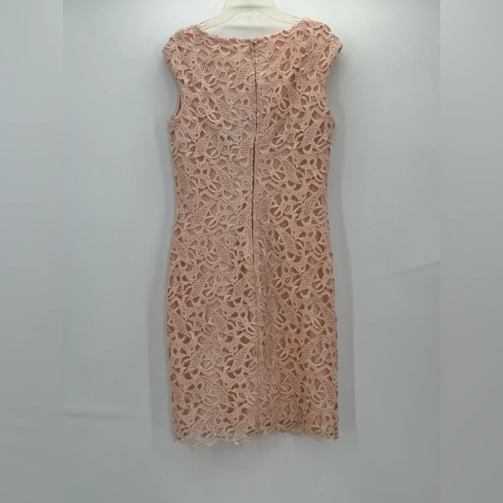 Lauren Ralph Lauren Blush Pink Lace Sheath V-Neck Sleeveless Cocktail Dress SZ 8 - Picture 5 of 15